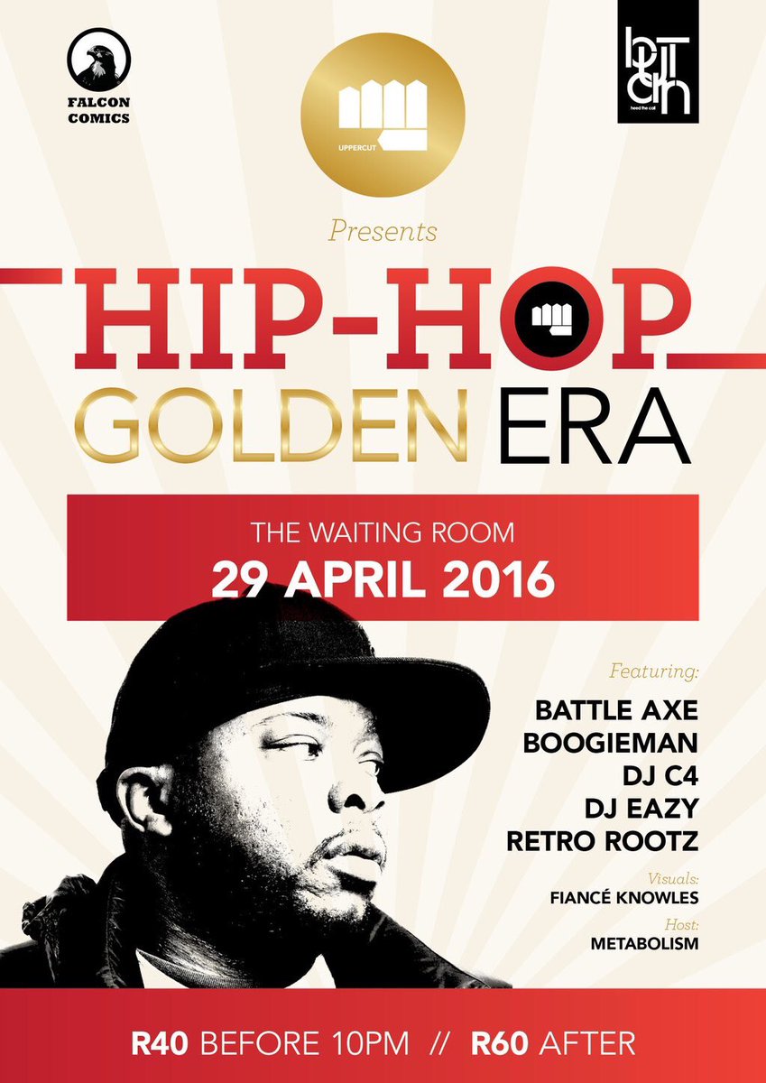 djeazysa's tweet photo. FRIDAY #GoldenEra HipHop @UppercutZA with @dj_battle_axe @meggan #DjC4 #RetroRootz #Boogieman @Fiance_Knowles https://t.co/YJKQCqF6BW