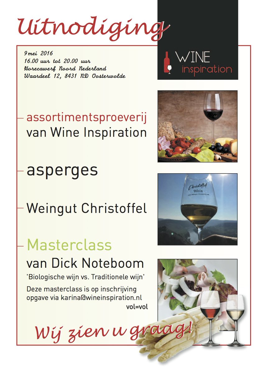 Kom langs in Oosterwolde op 9 mei as! wineinspiration.nl/overzichtsproe…