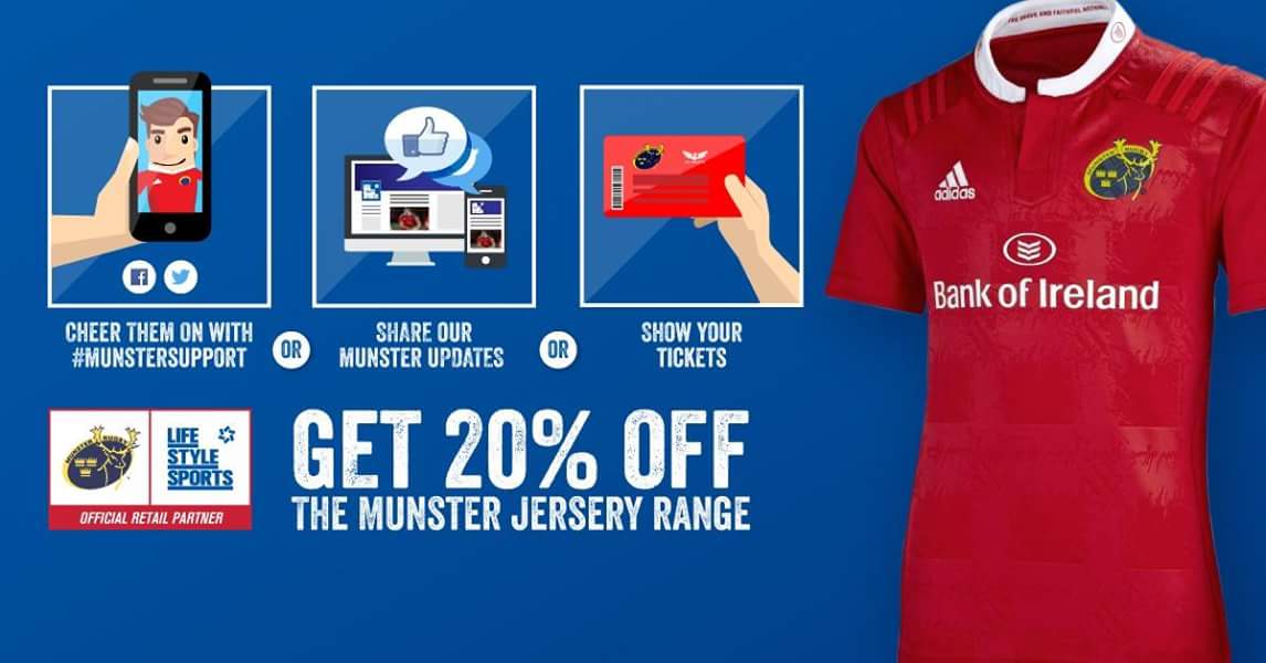 TeamMahon's tweet photo. Want 20% off #MunsterRugby?All you have to do is show us instore @lifestylesports #mahon how you support the team 🏉 https://t.co/DAtHfx468r
