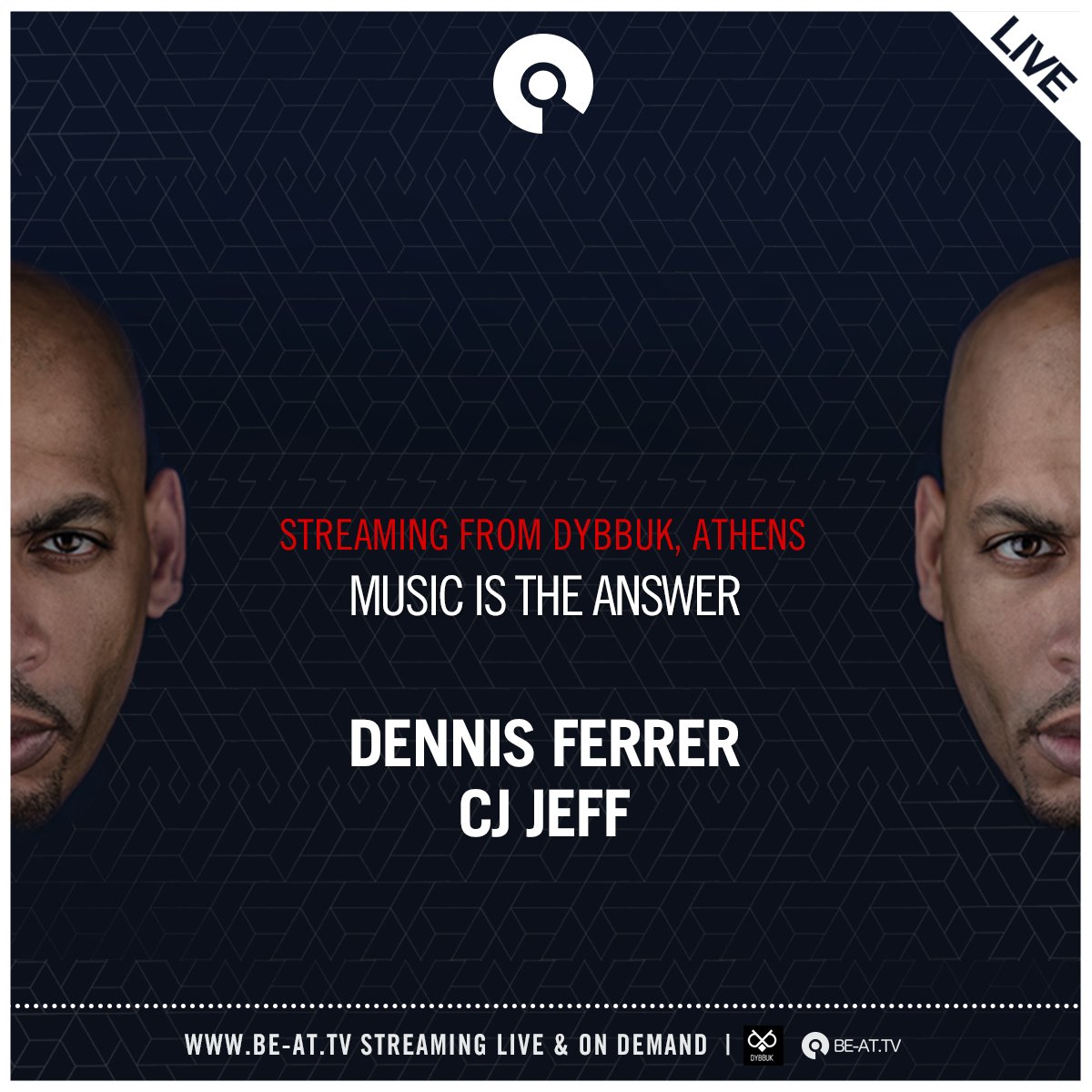 BE_AT_TV's tweet photo. Tonight we streaming @dennisferrer and @cjjeffmusic from @dybbukclub 

Tune in here: https://t.co/BEOIvgk3Ys https://t.co/YzhKFnpWGw