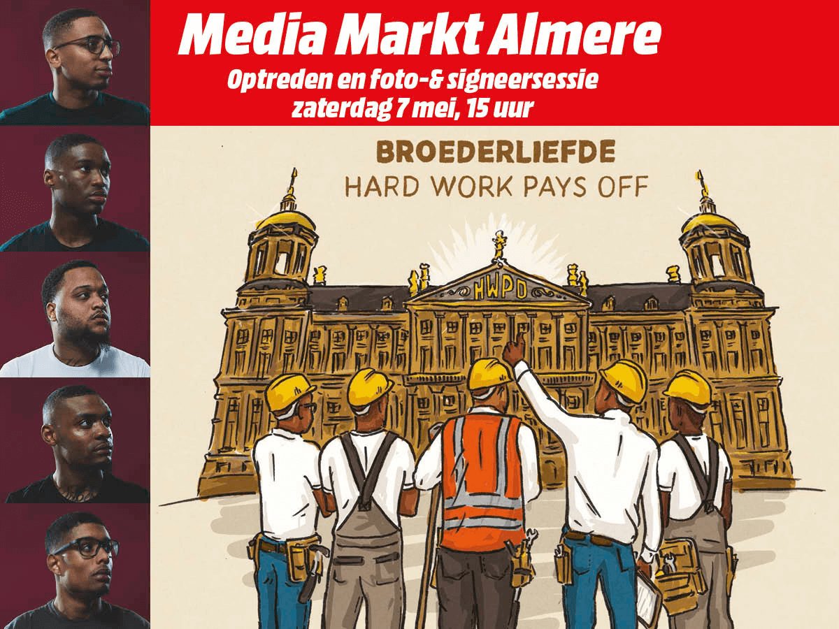 MediaMarktAlmer's tweet photo. Zaterdag 7 mei instore met niemand minder dan @Broederliefde bij jouw #mediamarktalmere Deel &amp; win gesigneerde CD https://t.co/2avAddKHYu