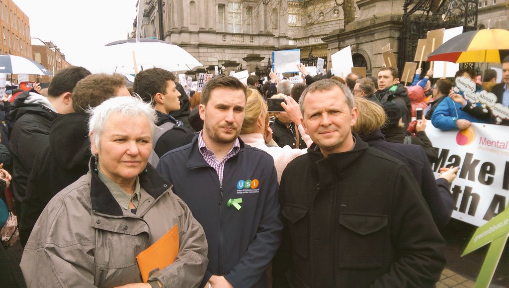 pb4p's tweet photo. .@RBoydBarrett @bridsmith at today's #mentalhealth rally at the #Dail #IAmAReason no more cuts! https://t.co/Y2zlEoJAdb