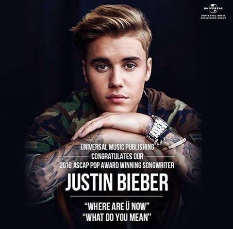 blinsx_kidrauhl's tweet photo. ASCAP 2016 Pop Award Winning Songwriter @justinbieber #SongwriterFirst https://t.co/fFKveNv4T5