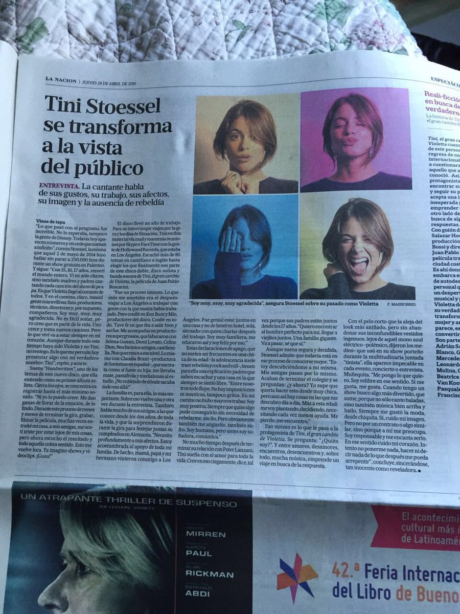 TiniStoessel's tweet photo. Gracias @LANACION por esta hermosa nota, estoy tan feliz q no puedo explicarlo! https://t.co/5cvvA3trQo