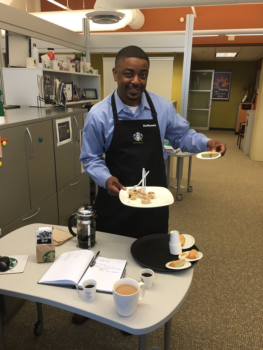jemynatt's tweet photo. Look at our newest coffee master!  @DeShonneJ5 https://t.co/qLLuxKfIj2