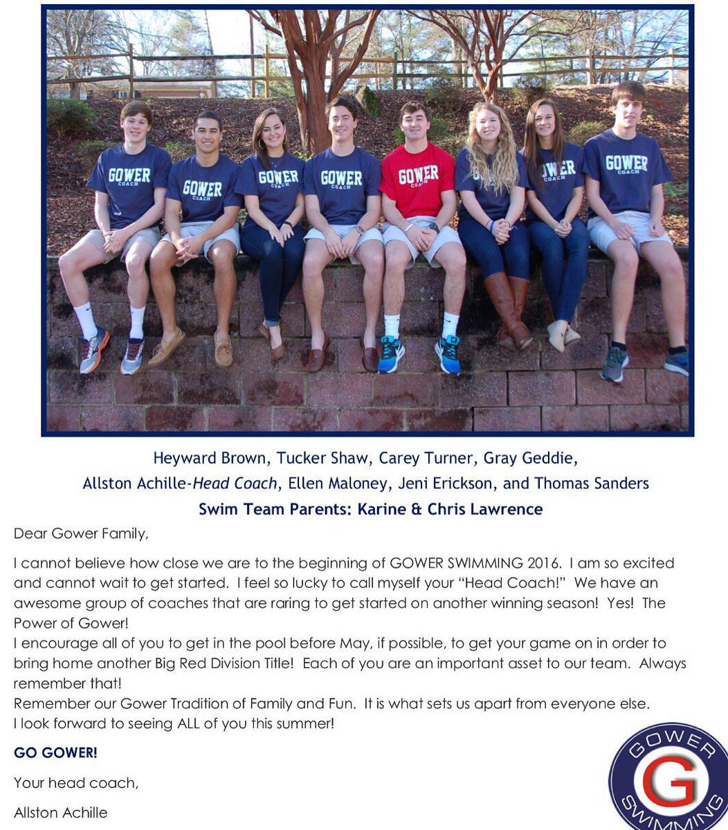 GowerSwimTeam's tweet photo. A letter from Head Coach, Allston! #gogower https://t.co/YGYSOybqor