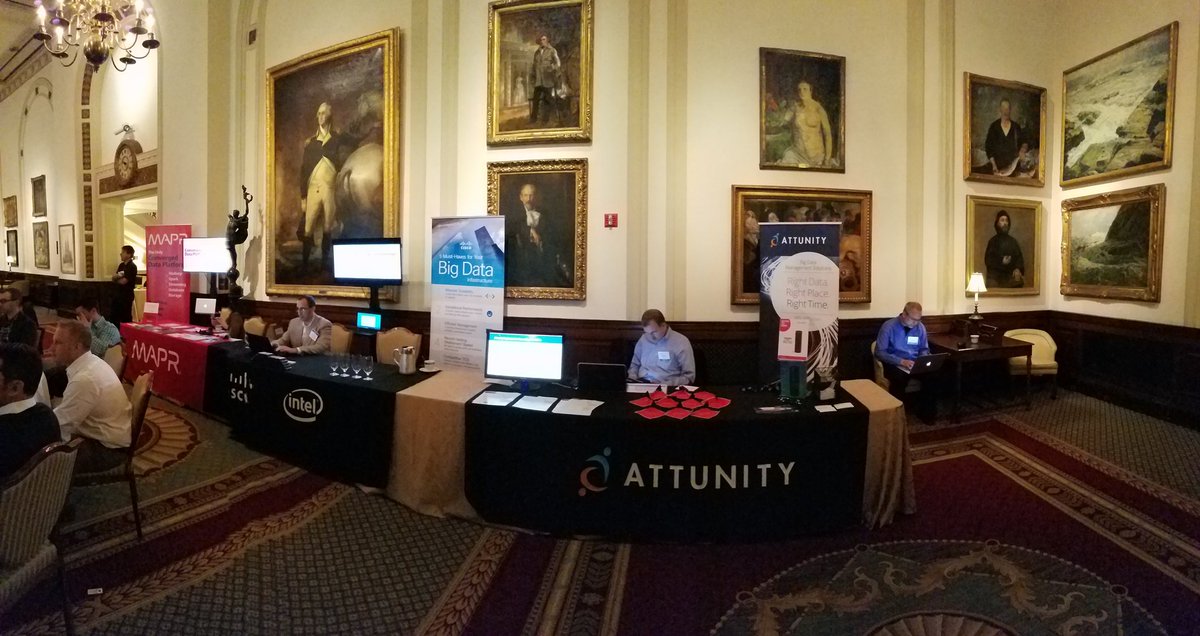 gallifreyan's tweet image. Sponsor row with @attunity, @ciscodc, and @mapr (and General Washington) #BigDataEverywhere #bde2016