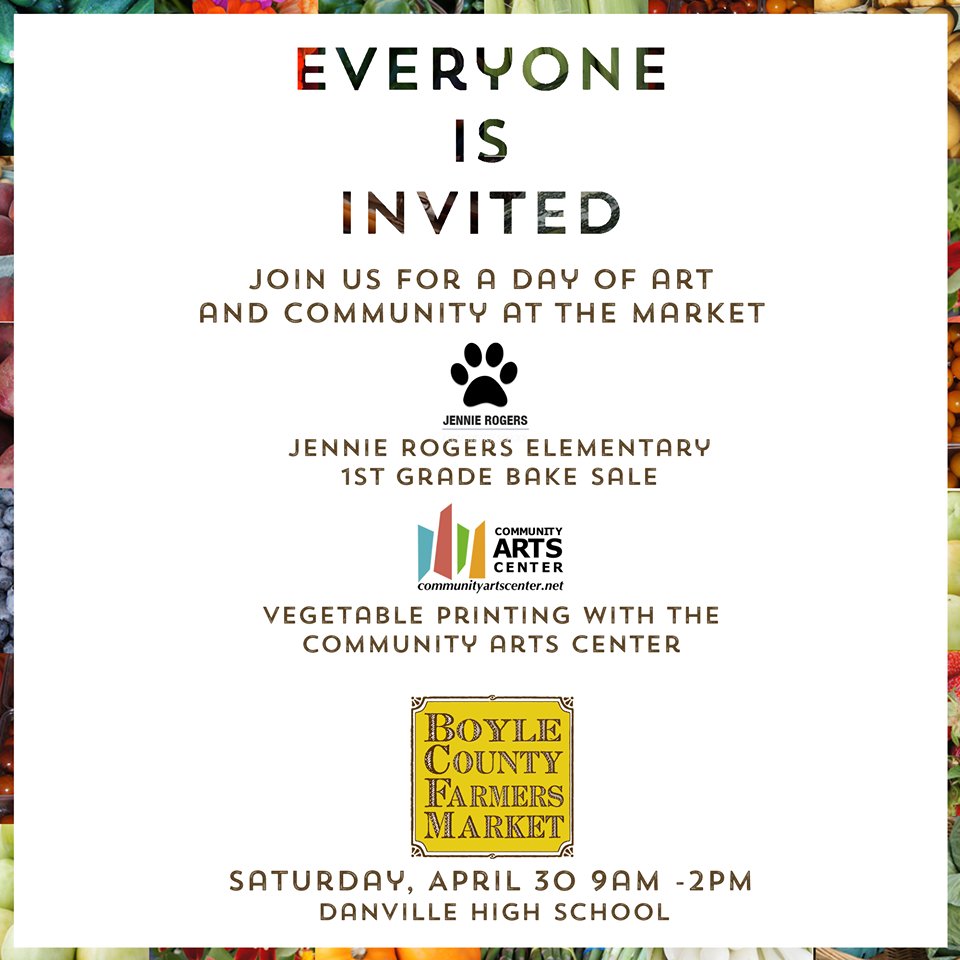 ArtsCenterKY's tweet photo. We will host a printmaking exhibit at the Boyle County Farmers' Market this Saturday! #DanvilleKy #EatLocal https://t.co/jGVCv8CbCn