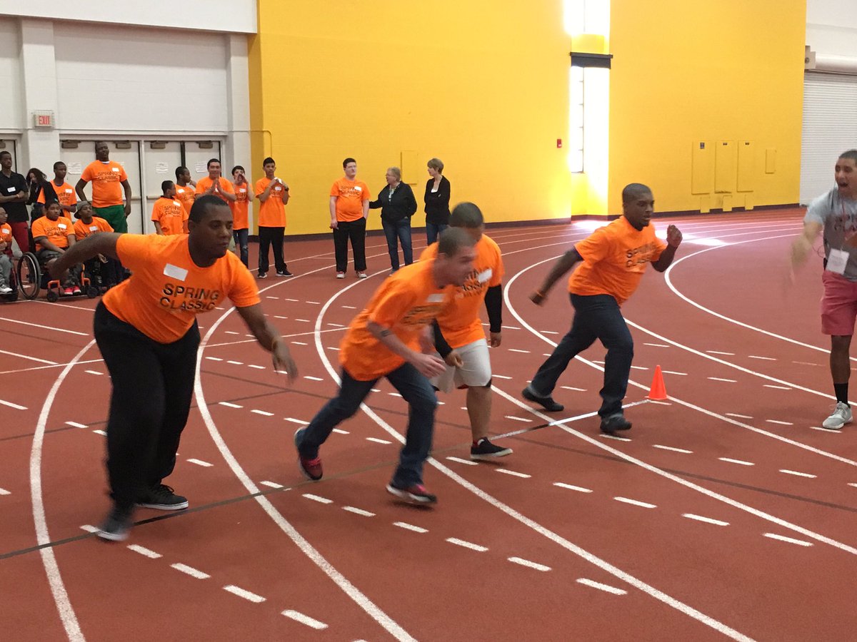 GoEastEagles's tweet photo. East and Edison athletes competing in 100 M dash in @SpecialOlympics at RIT. Great day for our scholars. #RCSDPride https://t.co/GpRXpcBRcU