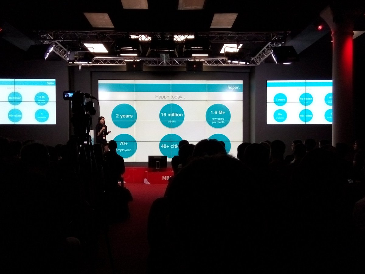 nTonio's tweet photo. @happn_app shows us an awesome #mobilegrowth :) good speech and concept! Will be excited to have a talk with them! https://t.co/m5SUu46Yqg