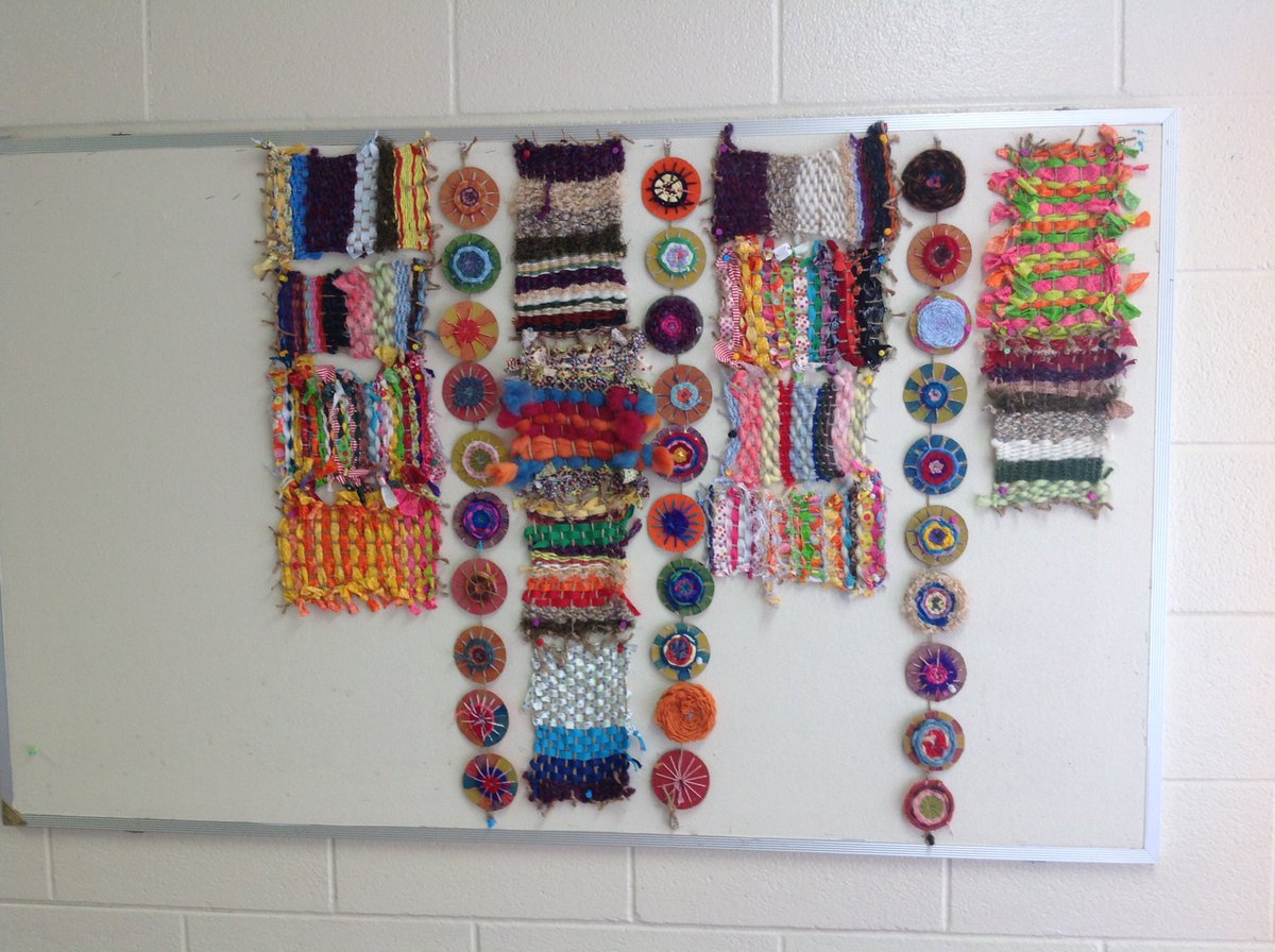 Our "Collaborative Weaving Wall"!  
We're almost there!
Thanks to all the students who have contributed so far.