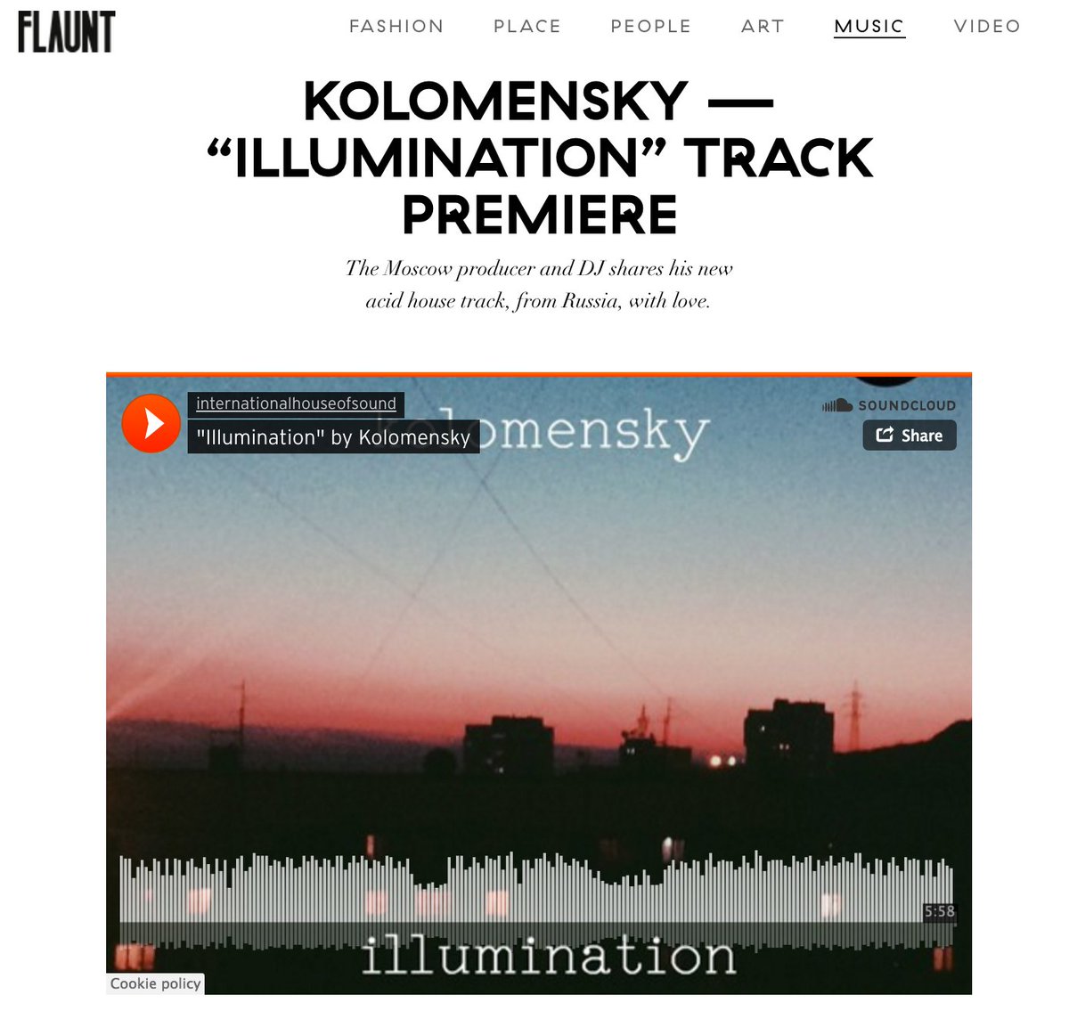 FlauntMagazine's tweet image. Kolomensky drops a slick new acid house track
flaunt.com/music/kolomens…