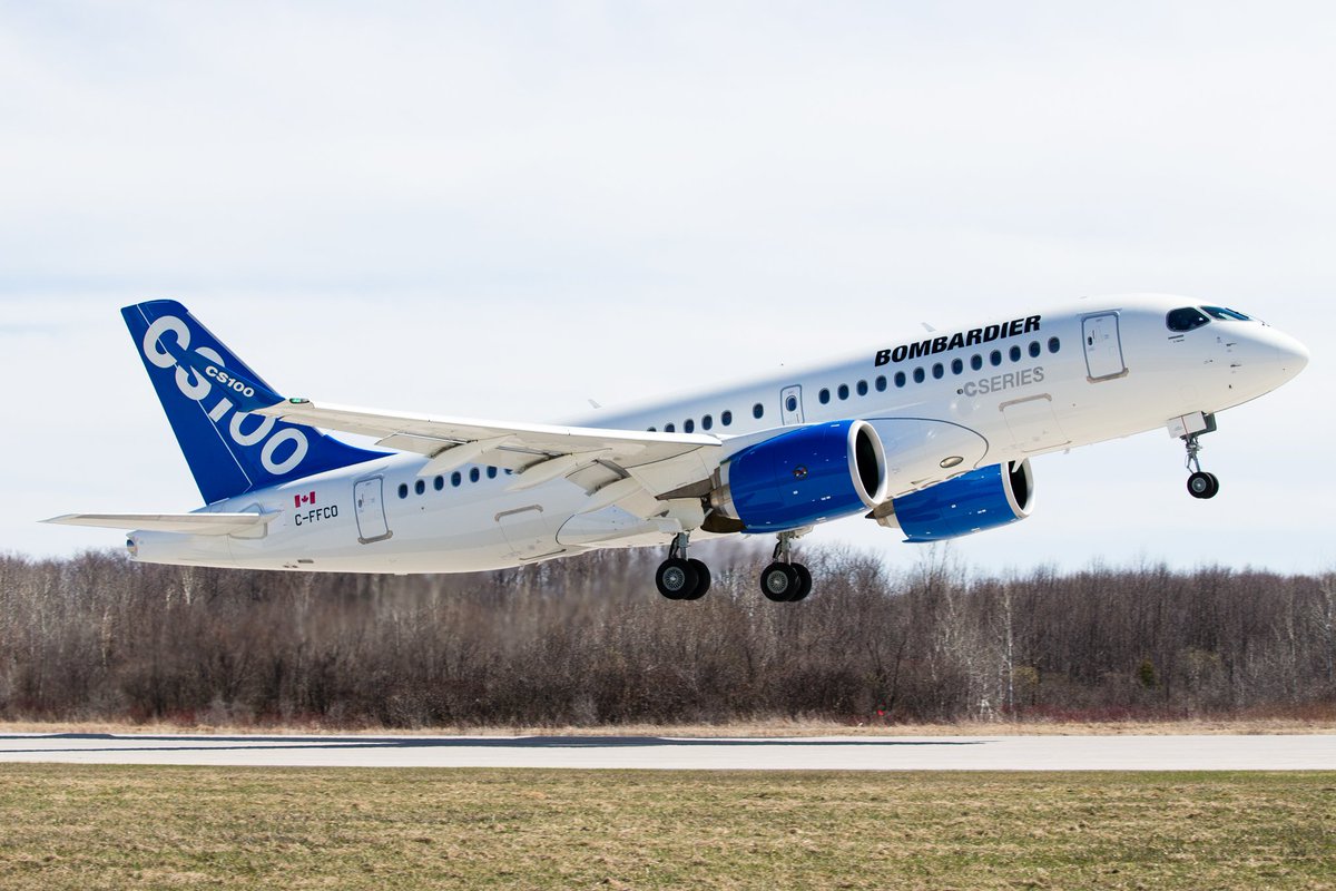 MHI_RJ's tweet photo. Our #CSeries aircraft celebrates today her 100th flight as she makes a #DeltaTakeoff to #Atlanta! #CSeries4Delta https://t.co/pIeDVdmrH4