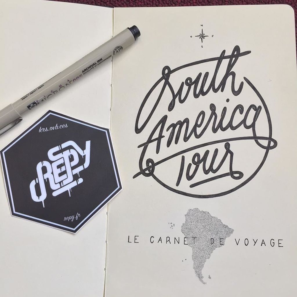 Druthersco's tweet photo. By repyone Go to South America. #art #artwork #artoftype #repy #repyone #type #typecally #travel #travelbook #ink #… https://t.co/45O3l92ihd