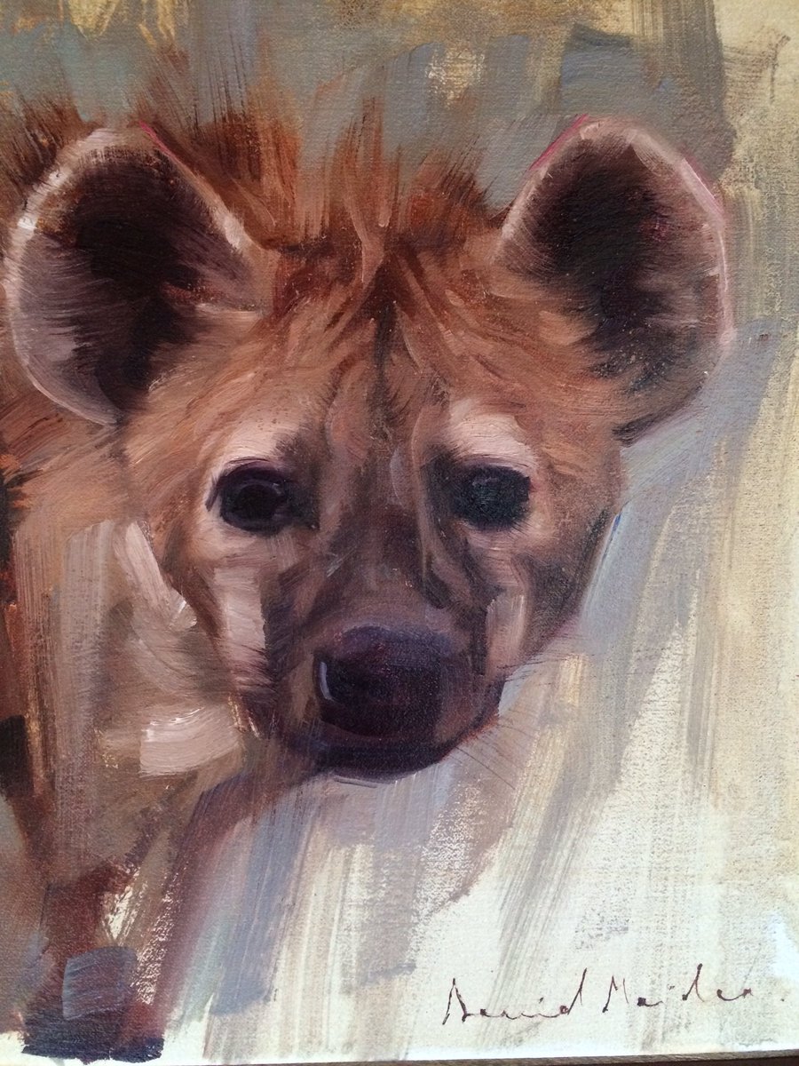 Here's the finished painting from the demonstration I did today. Credit to the Hyena who sat beautifully still.