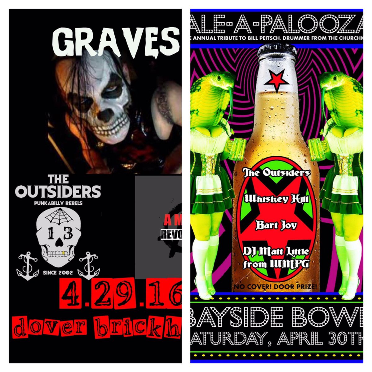 ElvirusOutsider's tweet photo. Tomorrow w/@MichaleGraves and #AMR in Dover and Sat in Portland w/#WhiskeyKill !
#TheOutsiders #PunkabillyRebels https://t.co/CfhFq1uQny