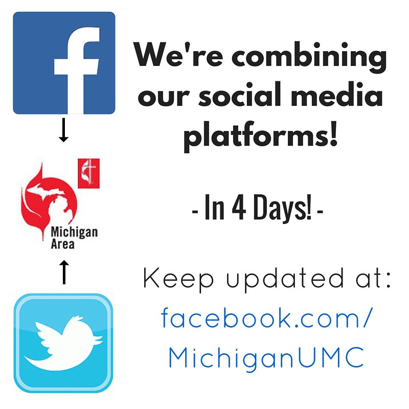UMCDetroitConf's tweet photo. Follow The MI Area on Facebook and Twitter before May 1. Click here for more info: https://t.co/3uSdJIPR7r https://t.co/F6owvs61gh