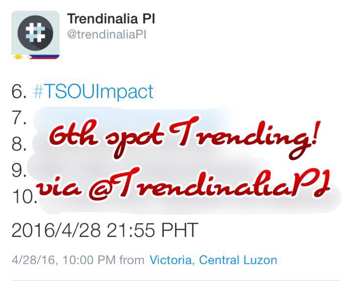 KimXianATGInc's tweet photo. From 6th spot to 3rd spot w/ 51k++ tweets! Thank you again co-KimXi's! Job-well done! πππ»ππ»ππ»π
#TSOUImpact https://t.co/lhQzVs91Rt