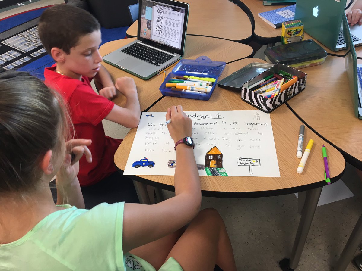 ImagineCreateCo's tweet image. Digging into the Bill of Rights to determine which one is most important to them and justifying why. @SandersSMES