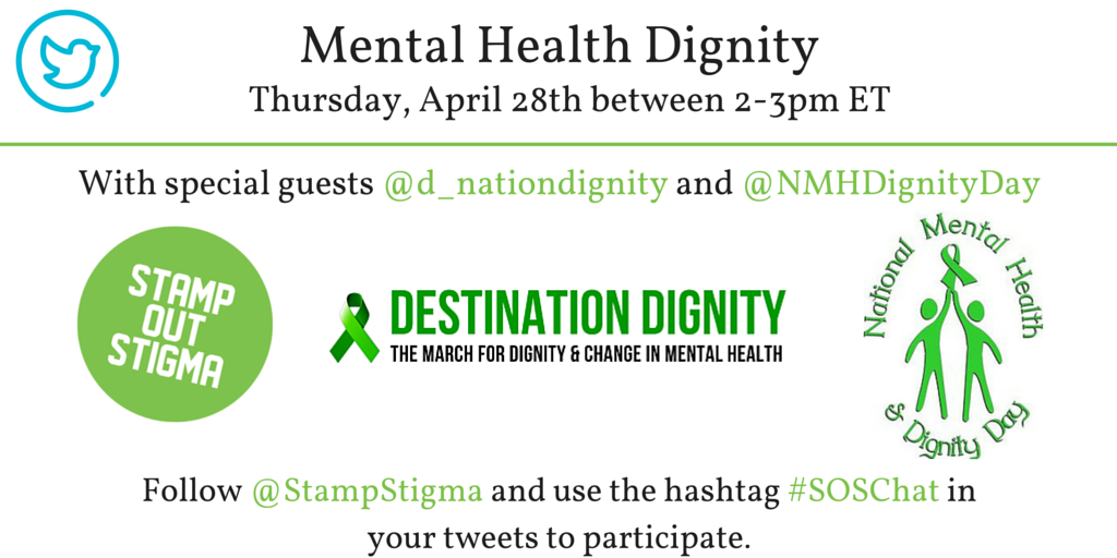 StampStigma's tweet photo. Only one more hour until #SOSChat with @d_nationdignity and @NMHDignityDay! https://t.co/r6v2ncOGXA