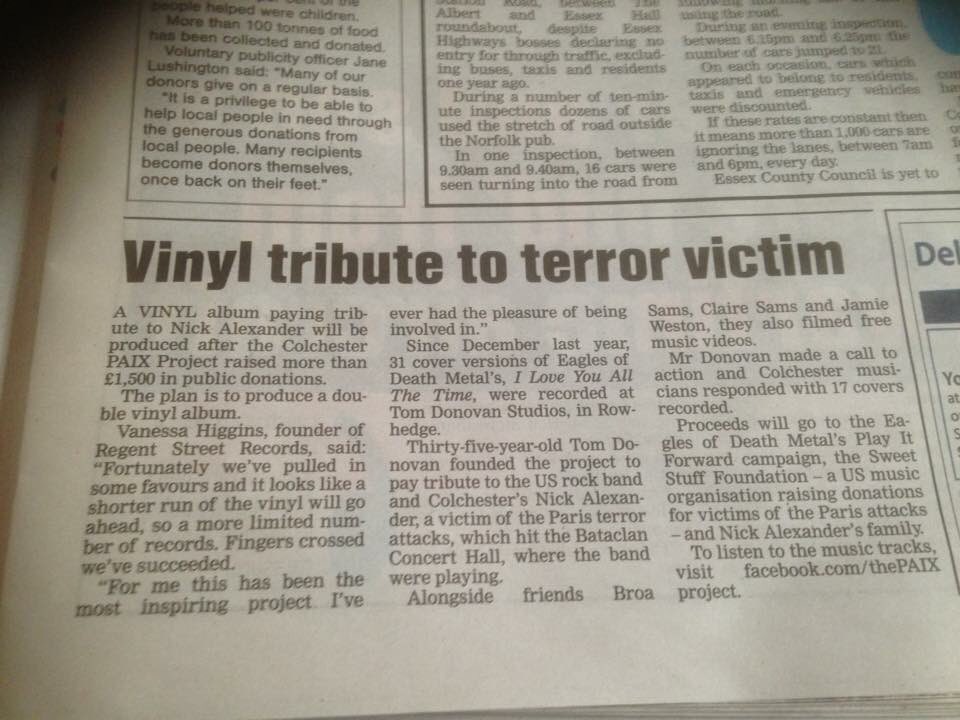RegentStRecords's tweet photo. ✌️🎶 @PaixColchester in the paper https://t.co/8ToTysyEKZ