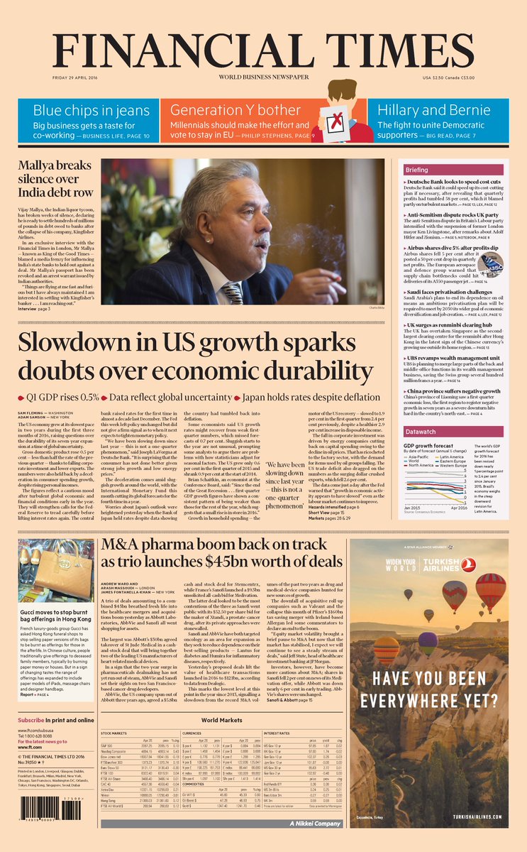 FT's tweet photo. Just published: front page of the Financial Times international edition for April 29 https://t.co/UVzpCB3Ea3