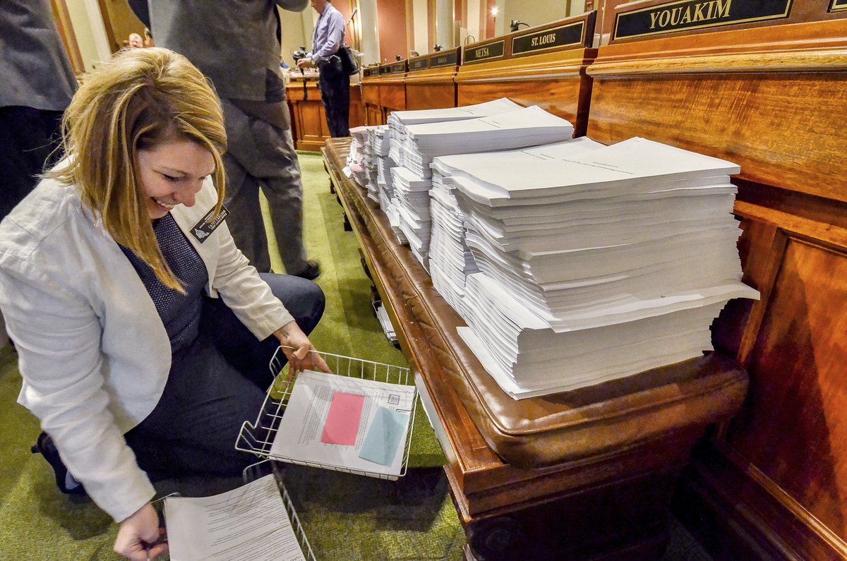 MNHouseInfo's tweet image. Staff prepares a mountain of amendments ahead of Thursday's #mnhouse floor debate on HF3467 #mnleg