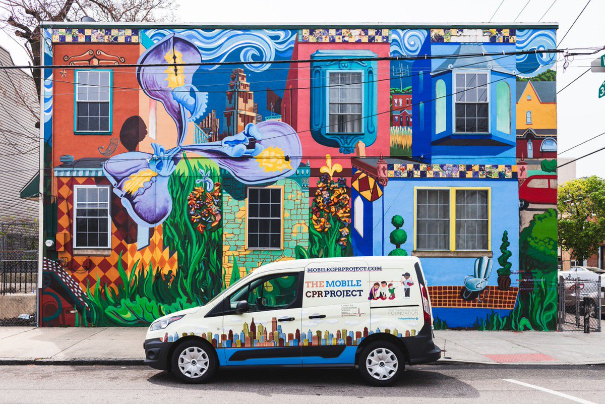 MobileCPR's tweet photo. The #MobileCPRProject van has arrived in #Philly. Can you guess where we found this mural? #CPR #CPRSavesLives https://t.co/xL1lI6Cn3g