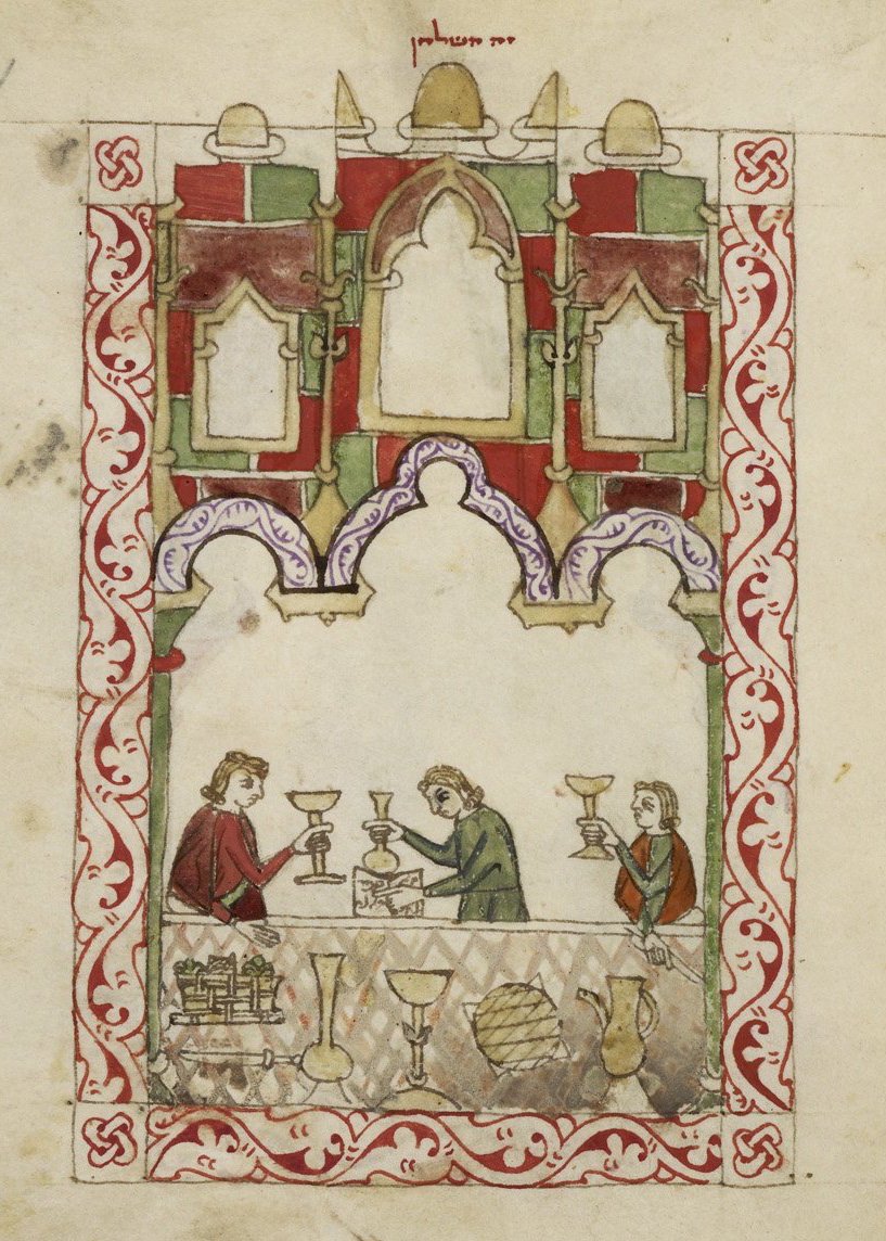 MESAMedieval's tweet photo. Here's another depiction of a #PassoverSeder showing off the key components like the #matzo! (Oriental 2737 f. 91) https://t.co/8pTj9136TJ