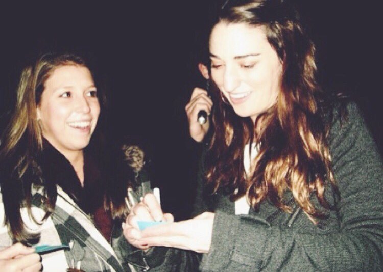 sarasandidge's tweet photo. Me (tryna play it cool): "..I spell my name the same way as you!"
@SaraBareilles: "Nice! Yeah screw the H!" ❤️ #tbt https://t.co/NUx9lPUoLT