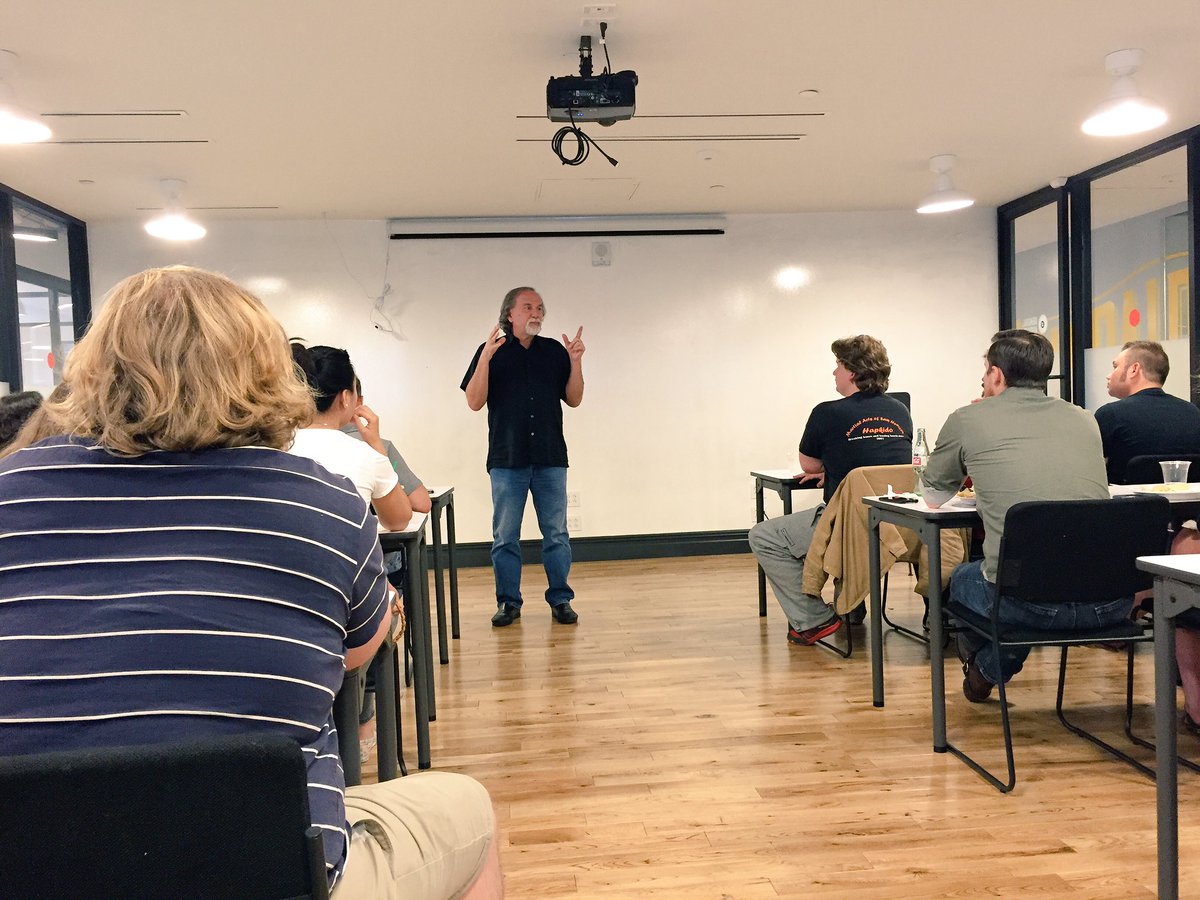 mikedang's tweet photo. Class is in session. @fatherdaddy speaking to new developers about imposter syndrome https://t.co/dYsVM2CoN1