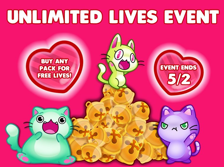 KittyPawp's tweet photo. 😻 NEW LEVELS COMING SOON! Pounce on this Unlimited Lives Event &amp; catch up to your friends! Ready for the next world? https://t.co/lnUL90iBv1