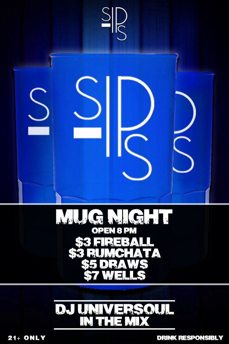SipsAmes's tweet photo. Thanks to everyone that came out last night! Now is time fo Mug Night! Come party down at sips! We open at 8 PM! :D https://t.co/Etm0tl73KI
