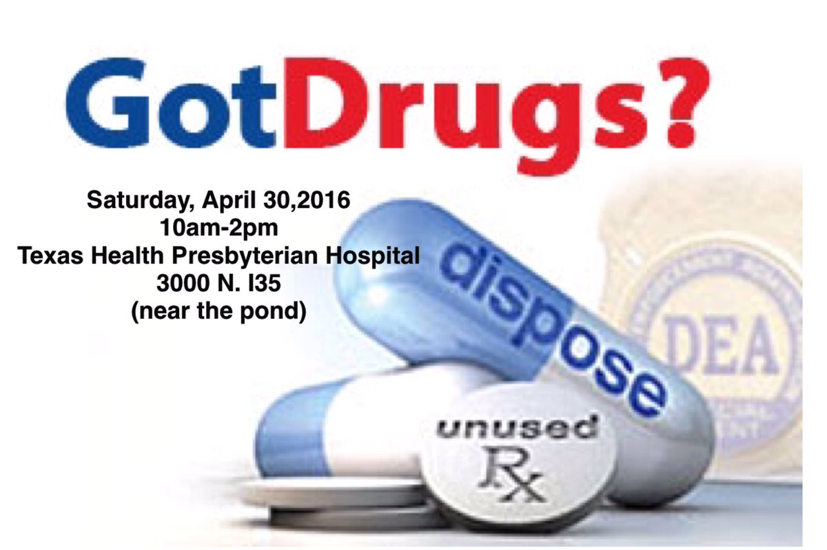DENTONPD's tweet photo. We are taking part in the #DrugTakeBackDay on Sat., April 30th from 10am-2pm @ Denton @texashealth Presby. Hospital https://t.co/wVCRAgxtl8
