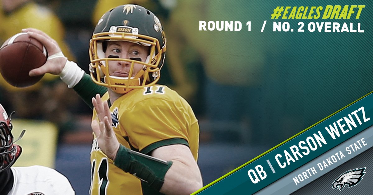 Eagles's tweet photo. Welcome to Philadelphia, @cj_wentz! #EaglesDraft https://t.co/oGkiZgUEdw