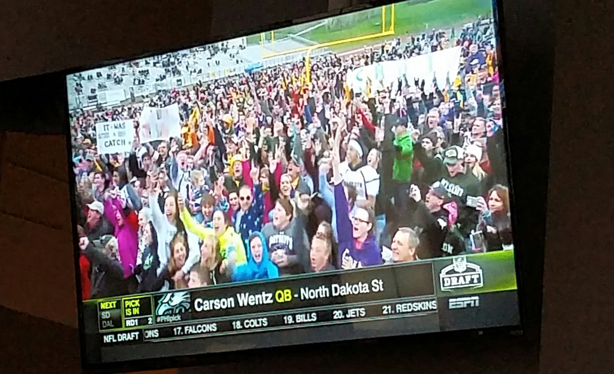 dnellp's tweet photo. @chsdraftday excited about @cj_wentz being drafted to @Eagles! Bismarck, North Dakota all proud. #NFLDraft2016 https://t.co/A2vFKj0jl8