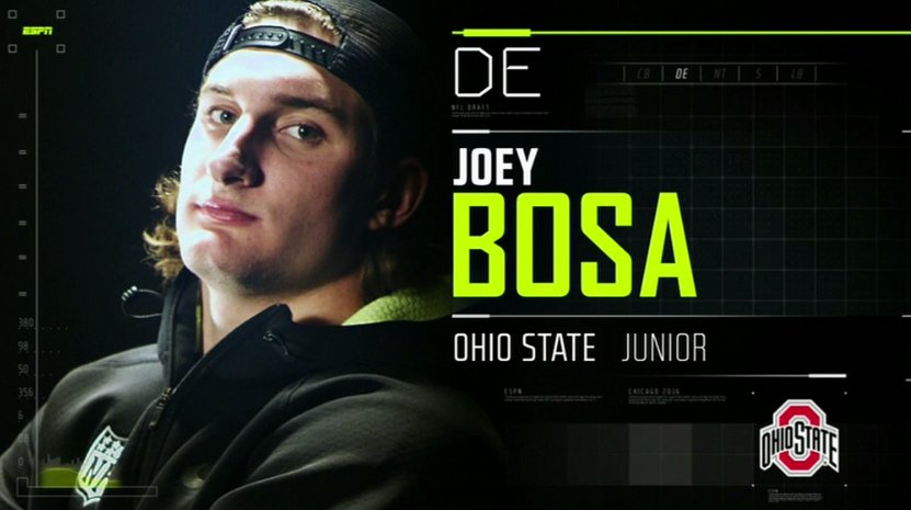 espn's tweet photo. The first defender is off the board.

The Chargers draft Ohio State’s Joey Bosa with the third pick. https://t.co/2f1l0BgisK