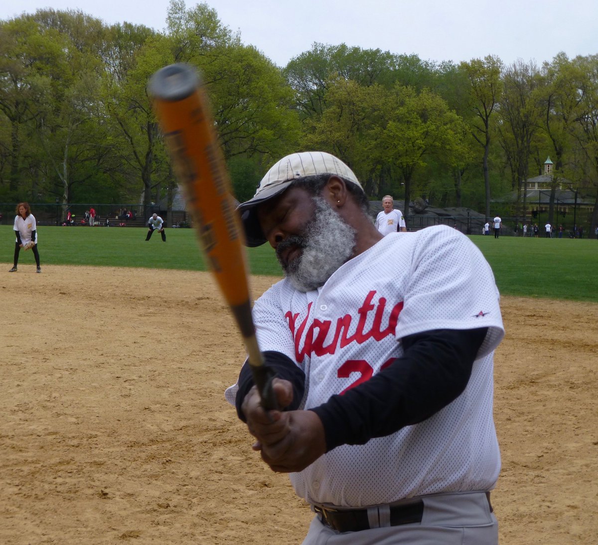 ATC_softball's tweet photo. #RayAnthonyThomas on deck today. Do not judge: the beard is because he's on Broadway in #TheCrucible. https://t.co/wmn8hdKhyJ