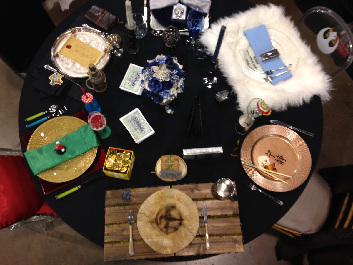 Exhibiting at the #calgaryexpo today to help people #nerdupyournuptials! Pumped to show our 6 nerdy place settings!