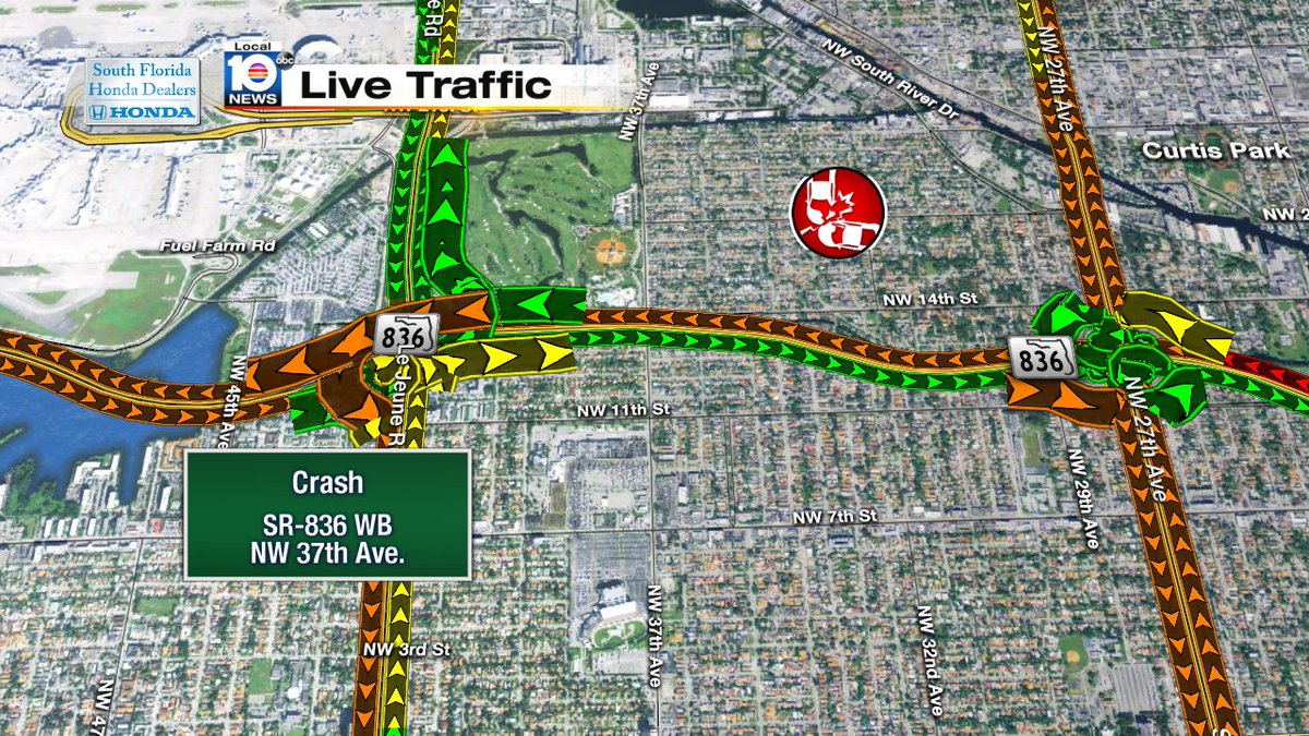 CRASH: SR-836 WB & NW 37th Ave.  Expect delays.  #TRAFFIC #MIAMI https://t.co/psbaqboFok