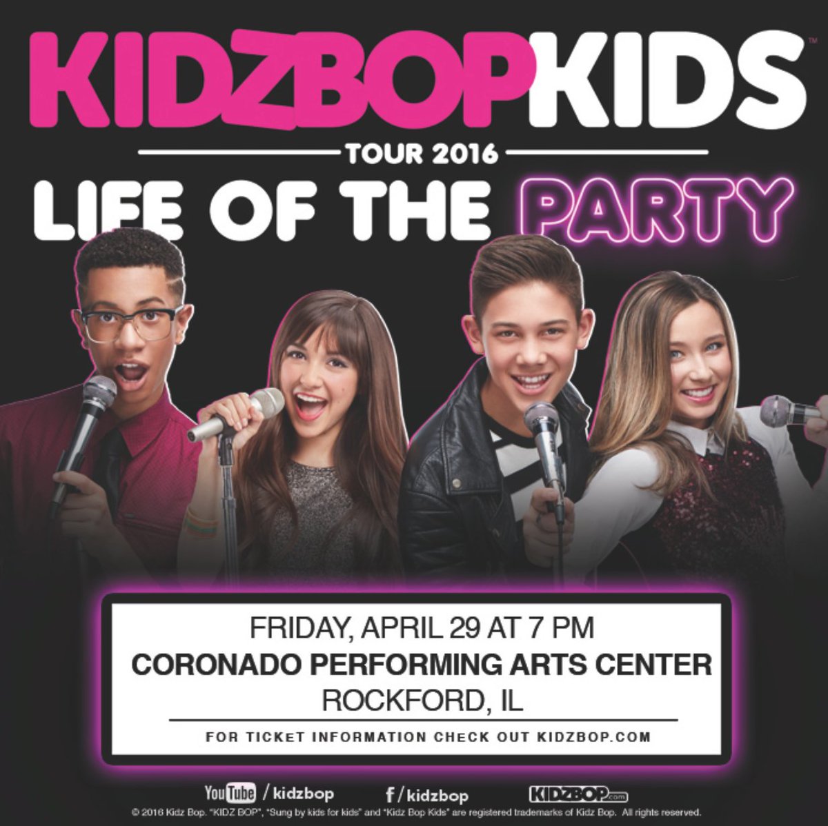 KIDZBOP's tweet photo. Hey, #Rockford! Celebrate w/ us tomorrow at @CoronadoTheatre! https://t.co/I5sPXdYaqz #KBLifeOfTheParty #EvolveDance https://t.co/rjizzrdybl