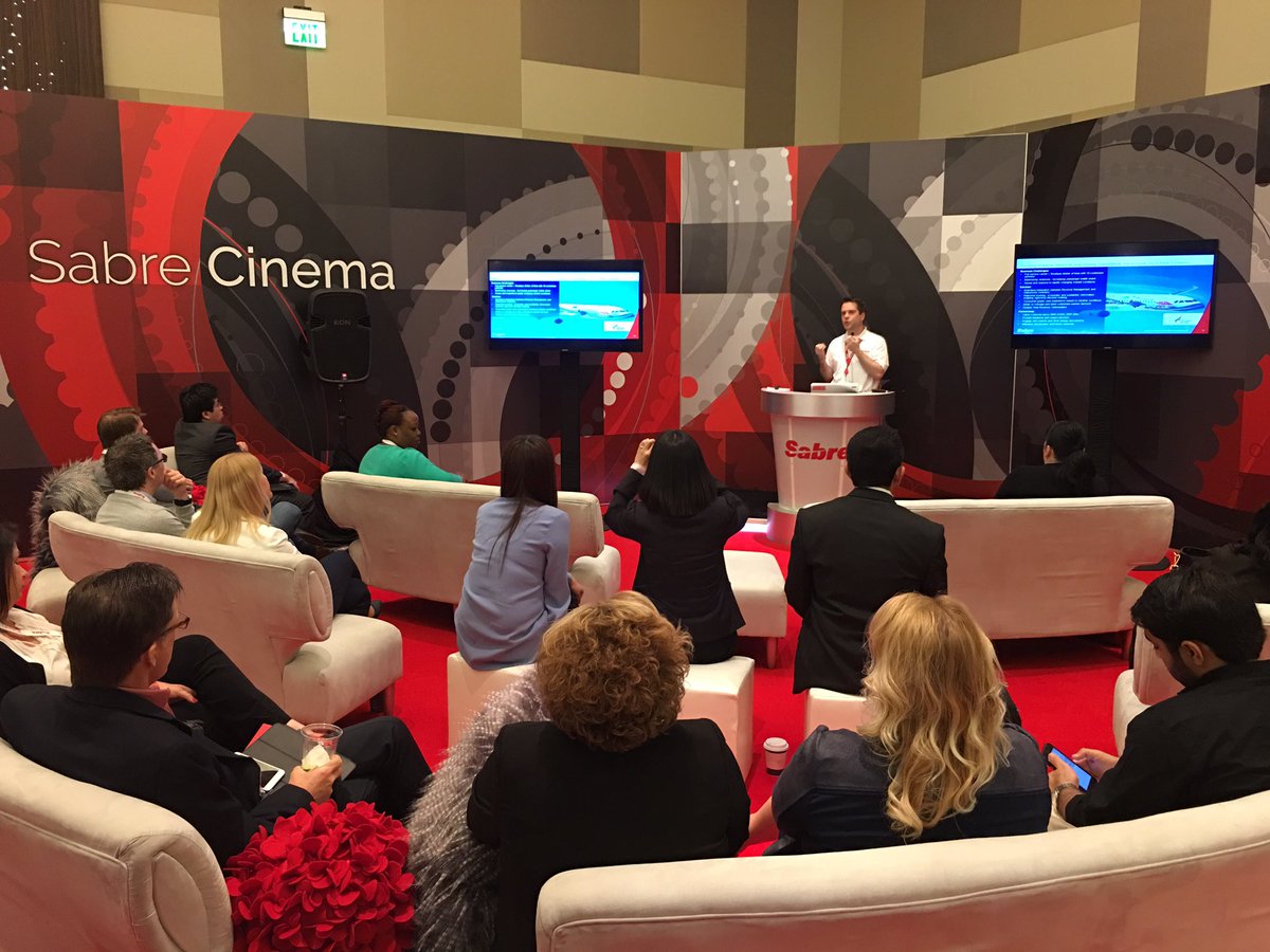 SteveSpiewak's tweet photo. Sam Chamberlain shares his passion for Sabre's new Revenue Optimizer in the Sabre Cinema https://t.co/iXLcWrpm0B