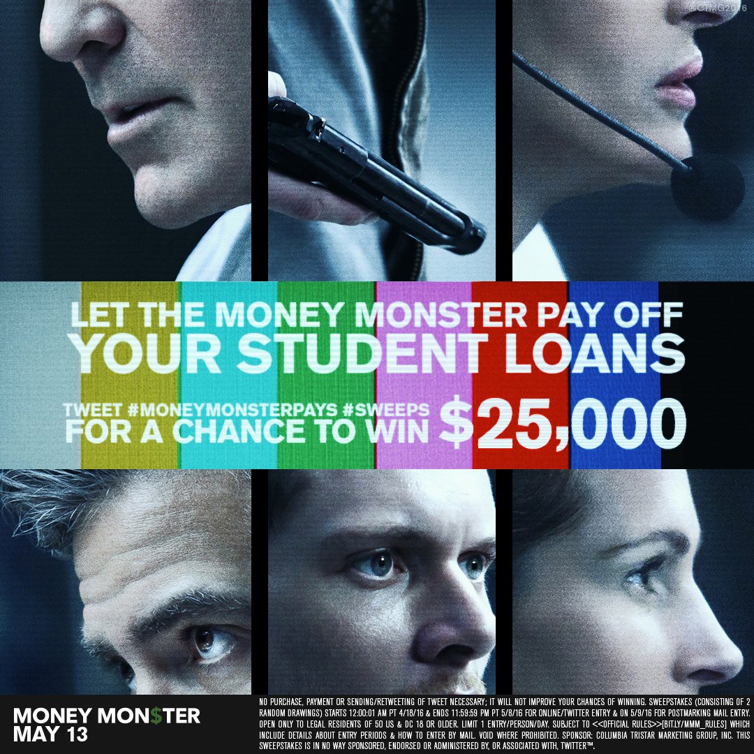 MoneyMonster's tweet image. Student debt has increased over 400%. RT for a chance to win $25k #MoneyMonsterPays #Sweeps bit.ly/MMM_Rules