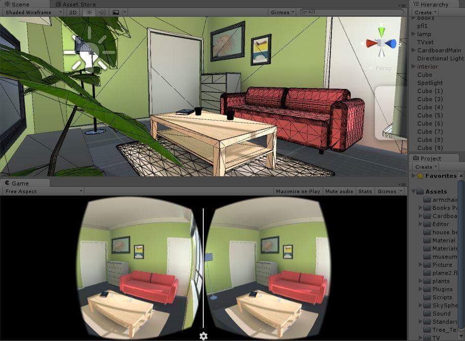 In the end, unity stay the best option for VR on Google Cardboard