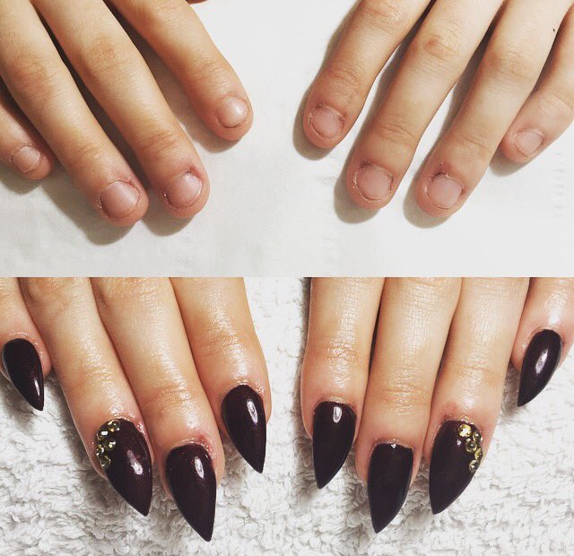 #beforeandafter using <a href="/IBDNailsUK/">IBD Nails UK</a> #customcolour with <a href="/swarovski/">swarovski</a> accents