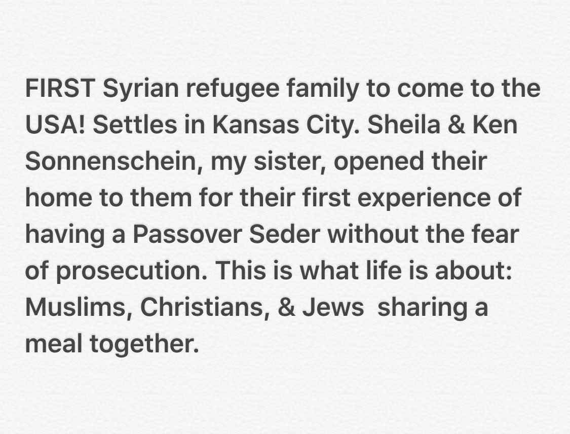 TampaJew's tweet photo. First Syrian Refugees share a Passover Seder w/ Jewish family in KC! #surgeprogram @POTUS @FLOTUS @JohnKerry https://t.co/jB5qfKlWHH