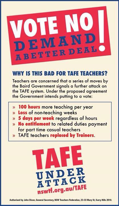 PhillipChadwick's tweet image. #TAFE Teachers VOTE NO EBA ballot May 5-10 Find out more at  nswtf.org.au/pages/vote-no-… #StopTAFEcuts #TooGoodToLose