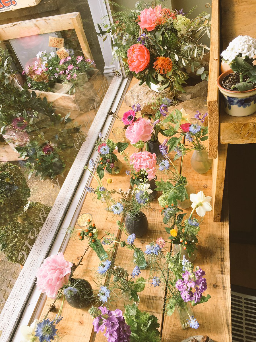 My shop window display  #peonies #nigella #muscari #stocks #penrith #shoplocal #flowers