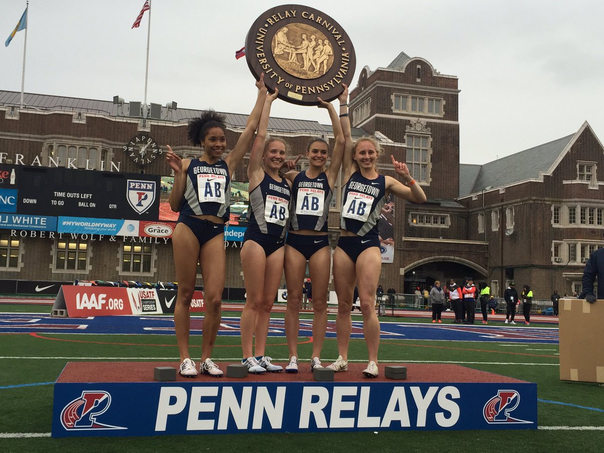 Congrats to <a href="/HoyasTrackXC/">Georgetown Track & Field / XC</a> on winning the DMR at Penn Relays! #HoyaSaxa