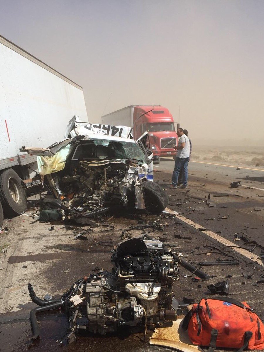 Even our troopers are susceptible to the dangers of high wind and dust. Thank goodness our trooper was not injured.